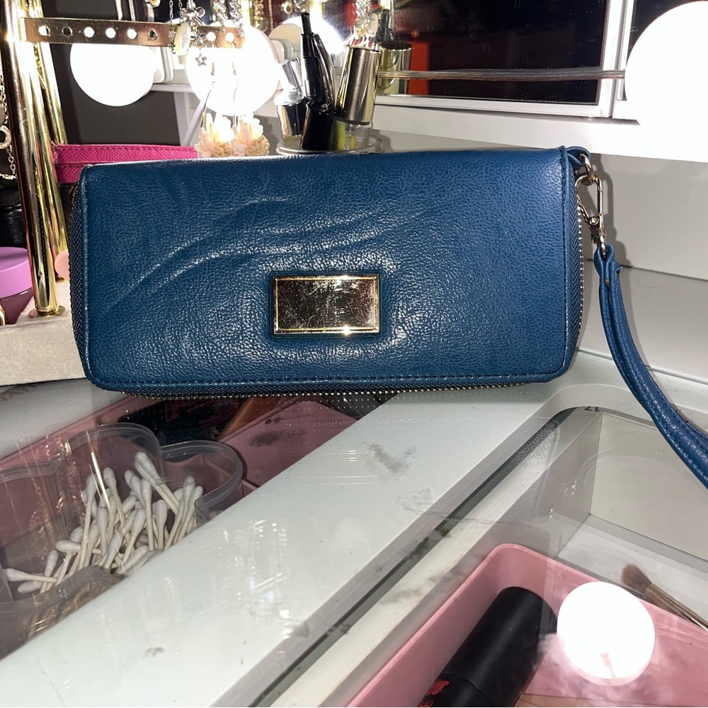 Blue Leather Women's Clutch